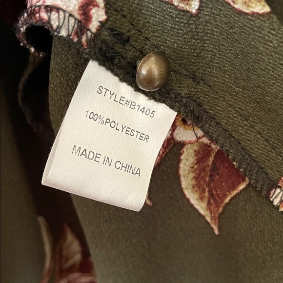 JODIFL|Dark Olive Green/Pink Floral dress|Large|EUC - Picture 9 of 10